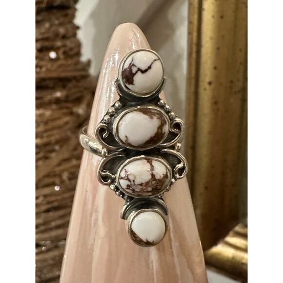 Wild Horse Jasper Four Stone Ring Adjustable Size 5-10 - Picture 4 of 4